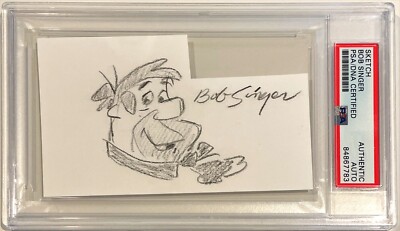 Bob Singer Hanna Barbera Fred Signed 3x5 Index Card Original Sketch PSA/DNA