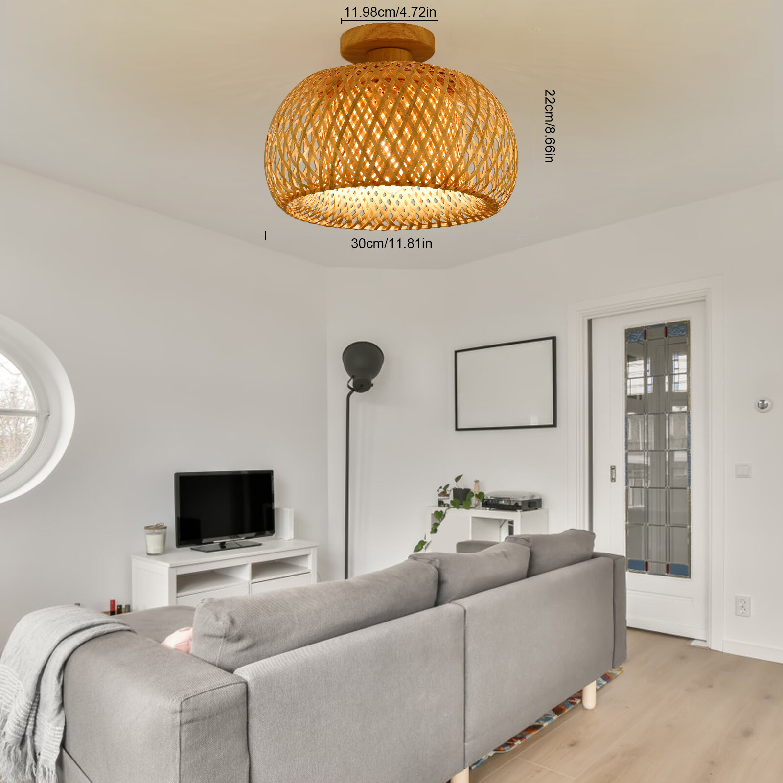 Vintage Ceiling Lamp Farmhouse Ceiling Light Bamboo Wicker Decor Fixtures E26