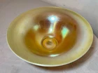 LARGE hand blown Steuben Aurene lustre ware iridescent Calcite glass Bowl 12 in.