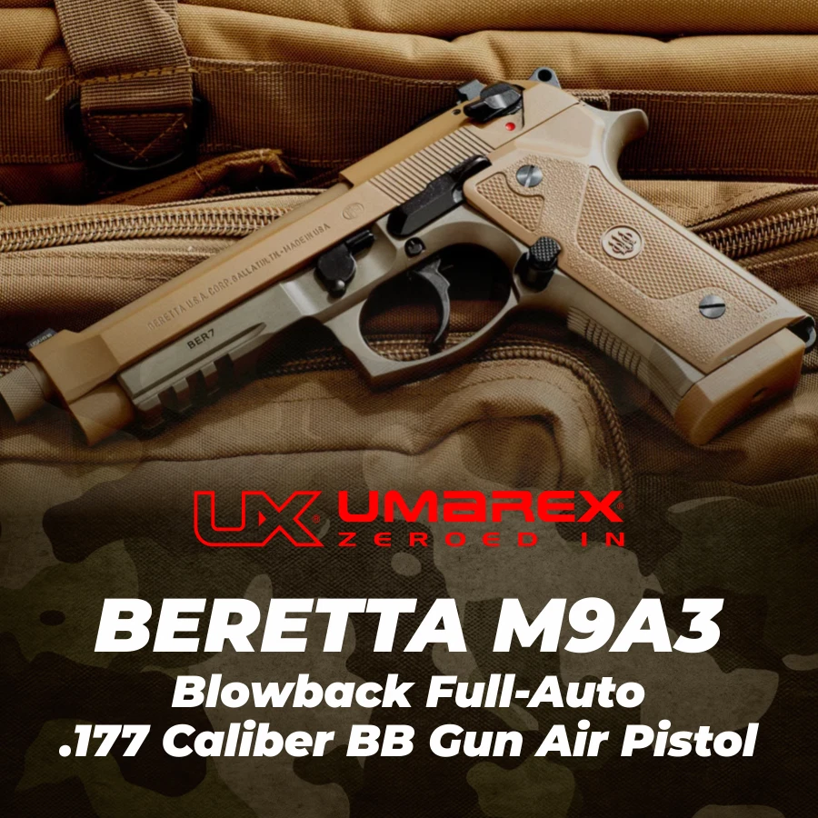 Umarex Beretta M9A3 CO2 .177 Cal Blowback Air Pistol w/ CO2 Tanks and BBs Bundle - Image 3 of 4