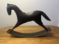 Metal Art Rocking Horse Primitive Country Farmhouse Rustic Brutalist L  12 X 9"