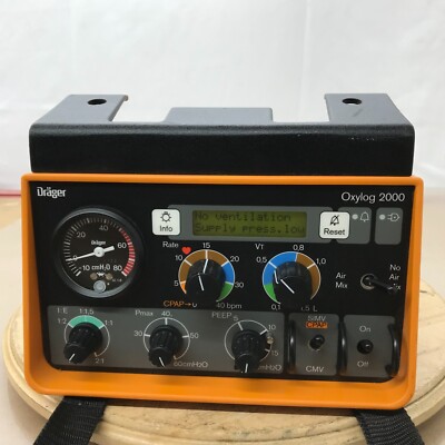 Drager Oxylog 2000 Emergency Transport Ventilator Unit *For Repair/Parts