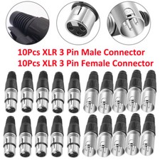 10 Male and 10 Female 3 Pin XLR Solder Type MIC Snake Plug Audio Cable Connector