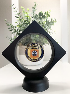 3D Floating Display US ARMY 82nd Airborne Division ''All The Way'' Challenge Coin