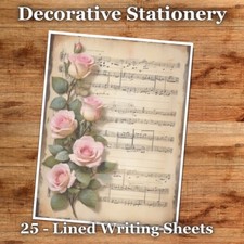 25 Sheets Letter Writing Paper  Antique Florals Stationery - 026