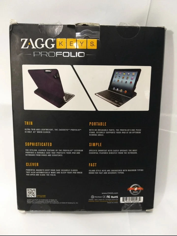 Portafolio de teclas Zagg - Protector iPad con teclado - Púrpura Foto 2 de 4