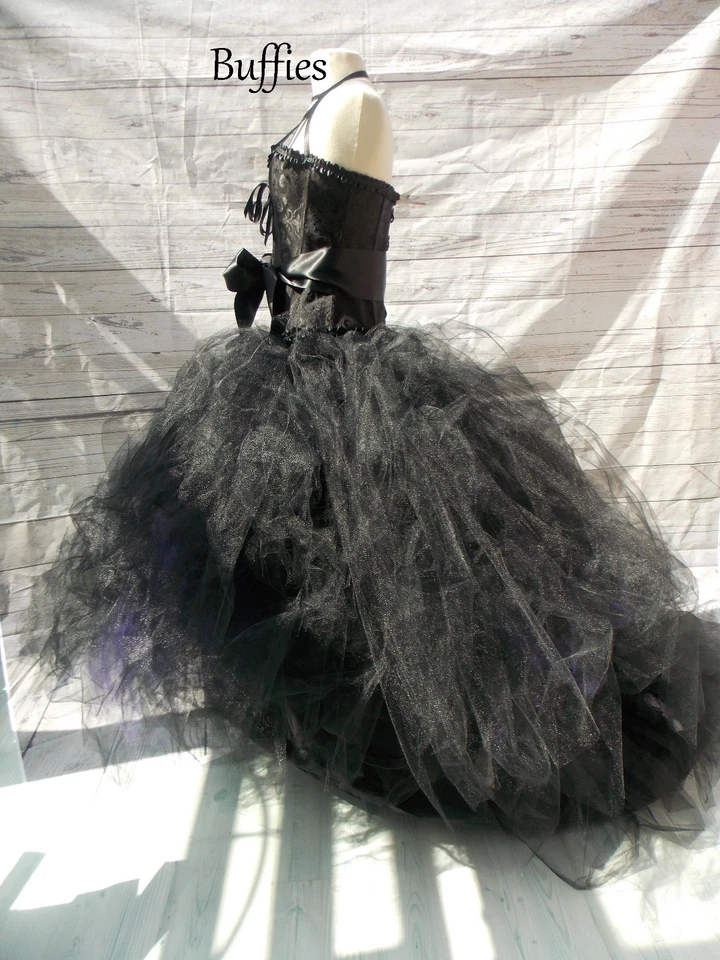Prom Goth Alternative Wedding Steampunk Tulle Skirt in Black Red Purple  - Image 4 of 4