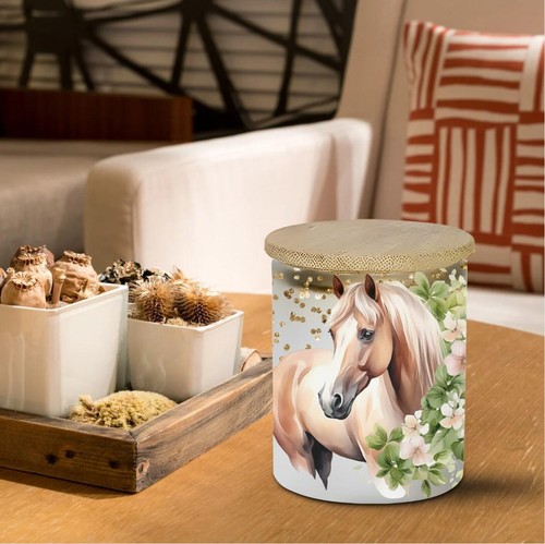 Horse With Foal Floral Frosted Candle Jar, Tealight With Timer Included - Picture 2 of 7