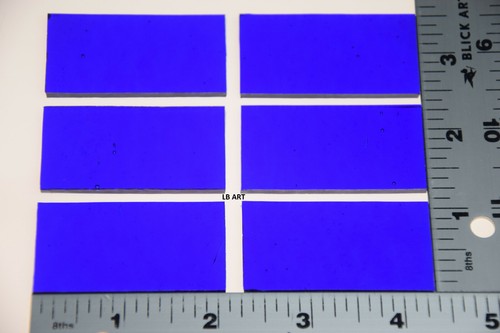 1114.30 - 6 CLEAR DEEP ROYAL BLUE 1" x 2" BULLSEYE 3mm THICK GLASS 90 COE - Picture 3 of 4