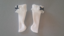 De Long Blanc Chaussettes Avec Dentelle Et Noeud Bordure pour Azone Momoko OB22