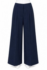 Boden Women’s 100% Linen Wide Leg Pants Navy Pleated Dress Trousers US 10 UK 14