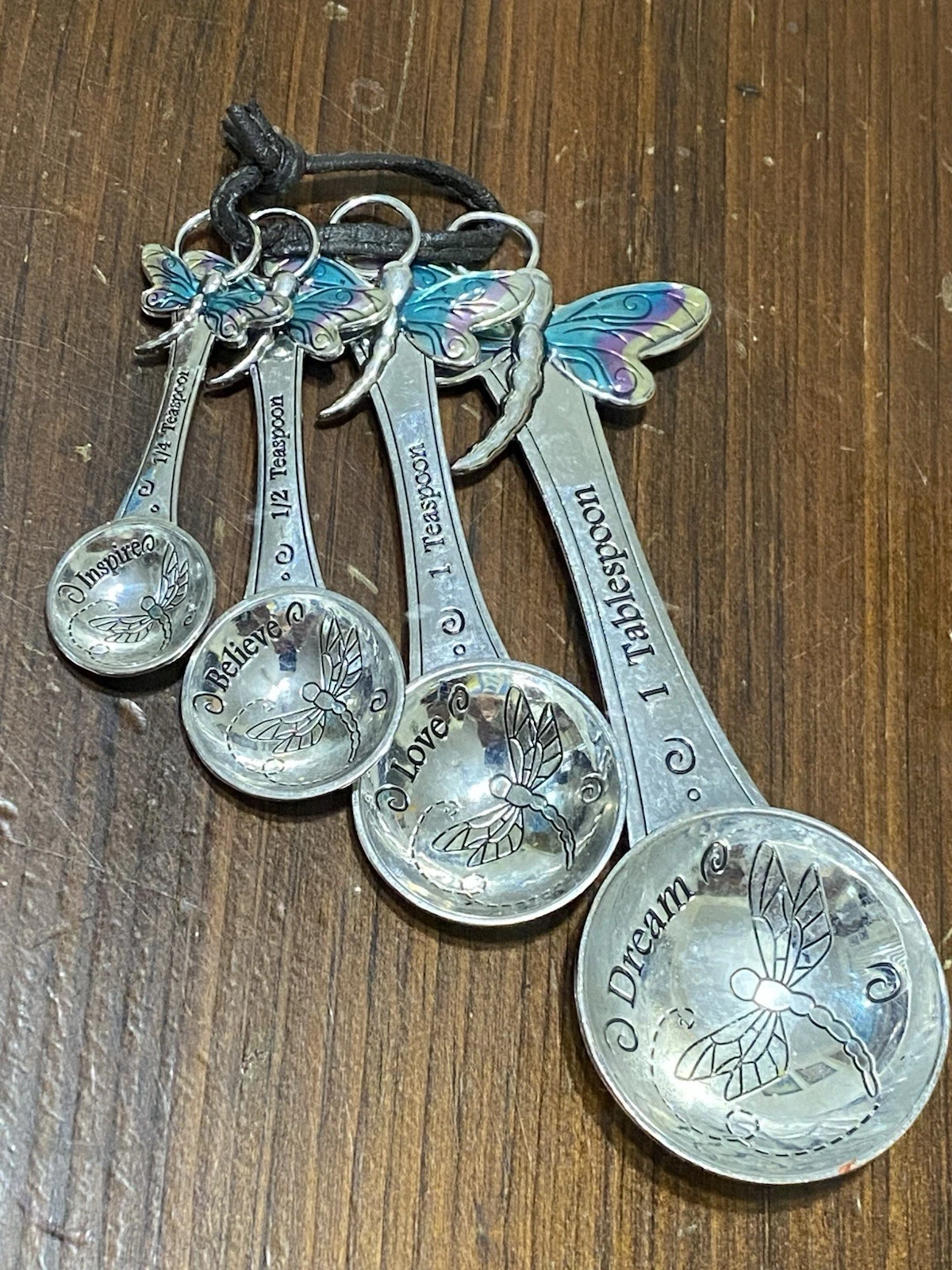 Decorative Dragonfly Silver Measuring Spoons Dream, Love, Believe, Inspire