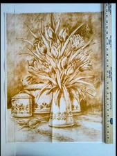 Tri-Chem 2597 Tulips & Canisters Picture-to-Paint Chart + Fabric Panel, Vintage