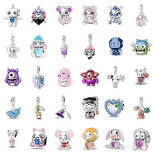 KUNSIR 925 Sterling Silver Cat Pendant Charm for Bracelet Animal Charm DIY Gifts