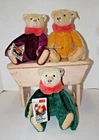 VINTAGE STEIFF CIRCUS DOLLY MOHAIR BEAR REPLICA 1913 LOT OF THREE (3) 11 1/2"