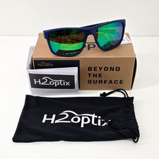 H2Optix Coronado Matt Navy Polarized Men  s Sunglasses Brown Green Flash Mirror