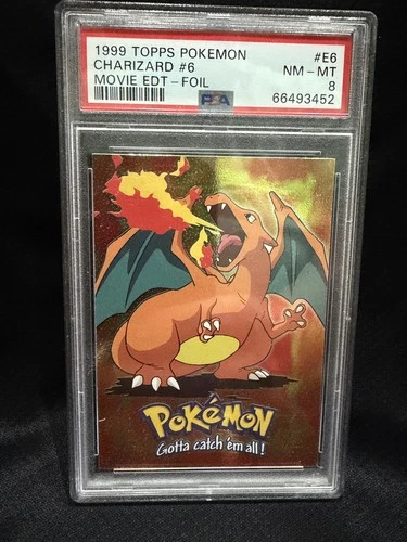 1999 Topps Pokemon Charizard #E6 Movie Edition Rainbow Foil Card PSA 8