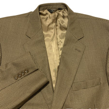Jos. A. Bank Men  s 46R 100 Wool 2-Button Blazer Brown Houndstooth Sport Coat