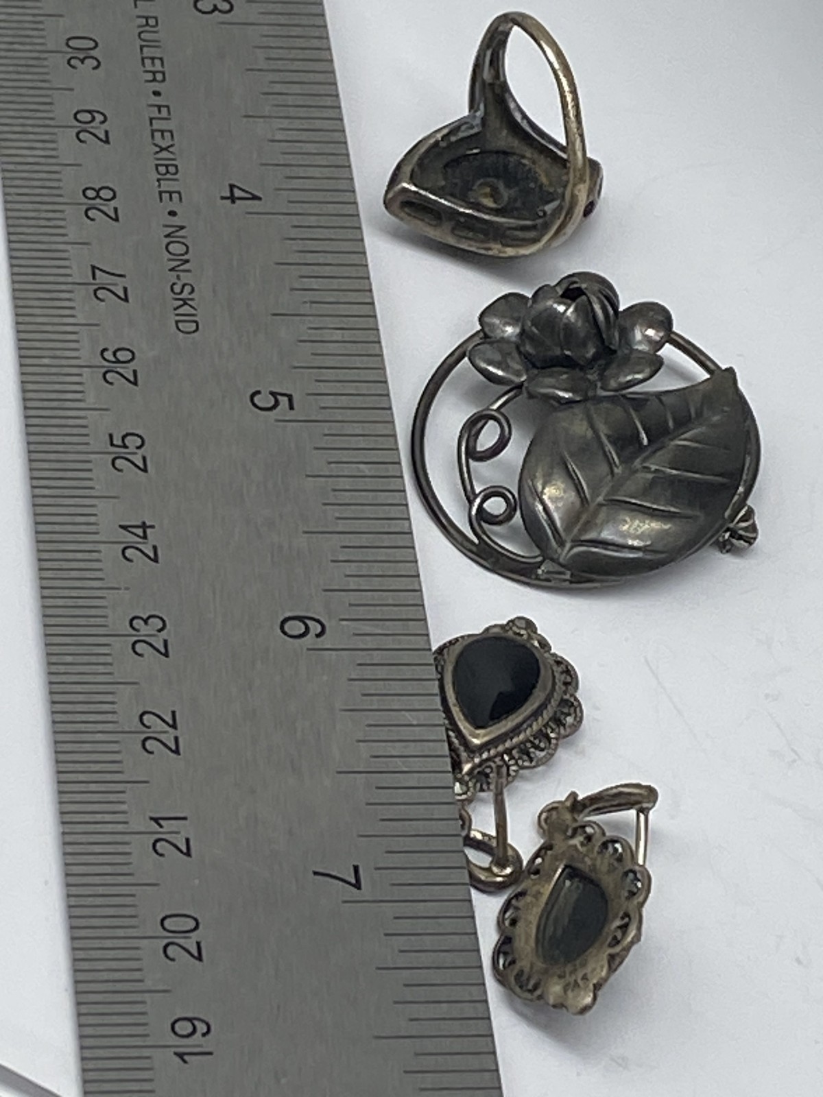 Sterling Silver Assorted Ring Earring / Brooch Je… - image 5