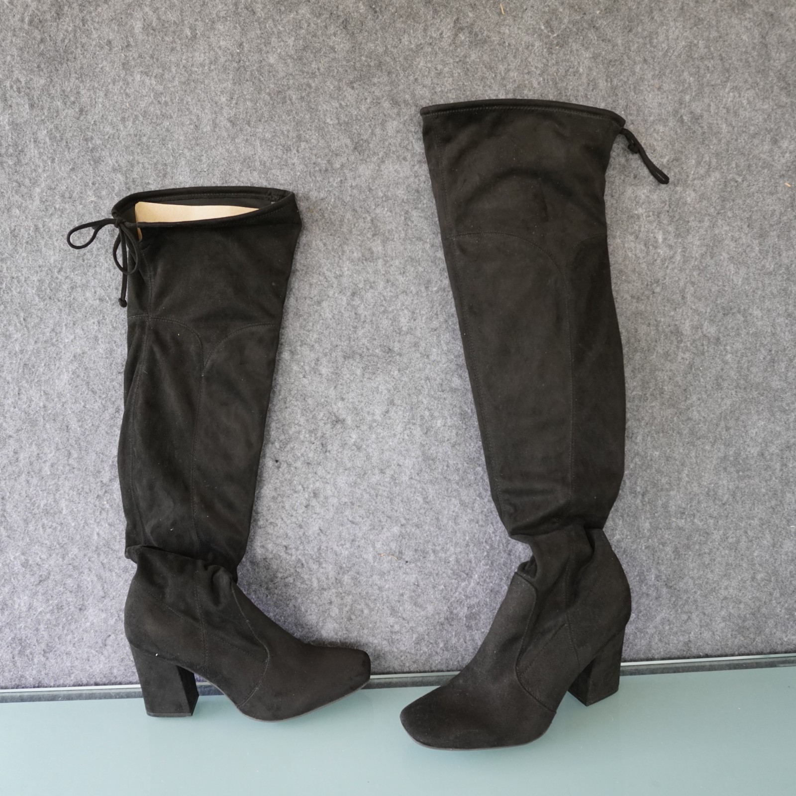 UNISA Unquinnie Black Faux Suede Over The Knee Boots Womens 9M Block Heel OTK