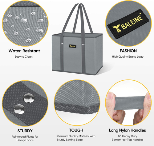 3Pk Bolsas de Comestibles Reutilizables, Bolsas de Compras Plegables para Comestibles con Reforzado  - Imagen 5 de 28