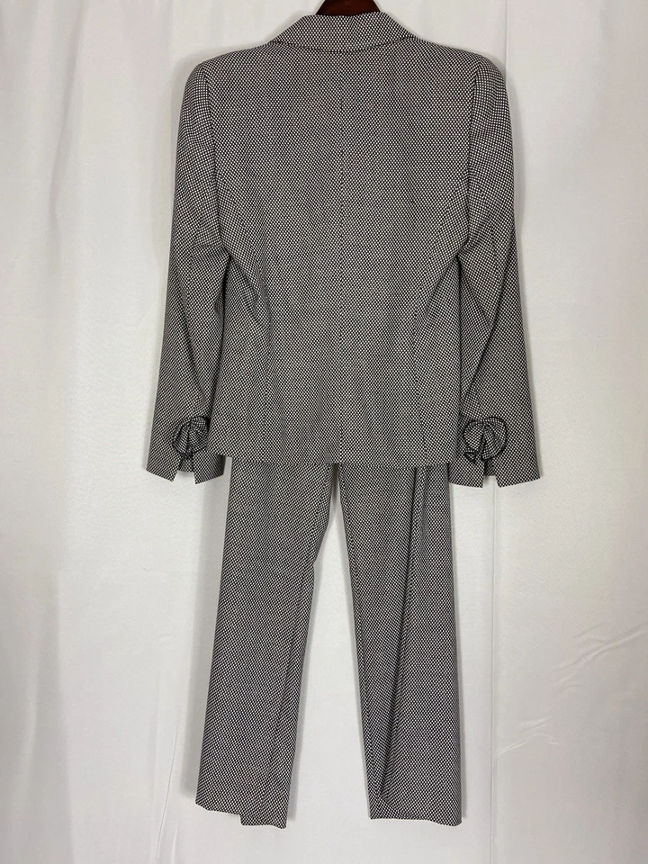 Traje Pantalón ESCADA Talla 34 Lana Seda Detalle Fluido Negro Blanco Cuadros Foto 2 de 4