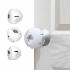 Child Proof Door Knob Covers, Toddler Door Locks, Baby Proof 4 Pack/White