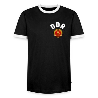 DDR Retro 1974 WM Fussball Ostalgie Männer Kontrast T-Shirt