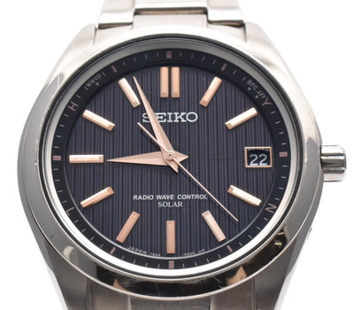 [NEAR MINT] SEIKO Brightz Solar Watch Titanium Case 7B24-0BH0 Black Dail JAPAN