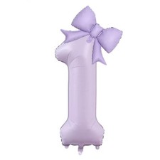 40-Inch Purple Number 1 Balloon Whit Bow Balloons, 1st Birthday Party Decorat...