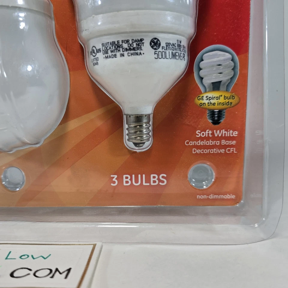 GE Energy Smart Ceiling Fan 40W Bulb Uses 11W 500Lumen 2700K Candelabra Base CFL - Image 4 of 4