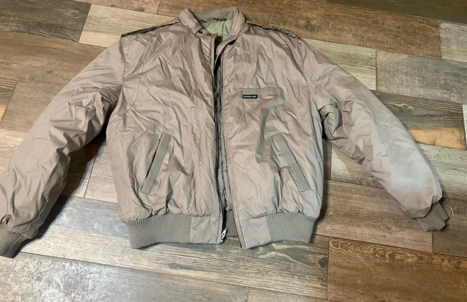 Vintage Members Only Insulated Jacket Men's 44 Gray Bomber Full Zip