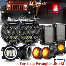 DOT 7" LED Headlight Fog Light Tail Lights Lamp Combo For Jeep Wrangler JK 07-18