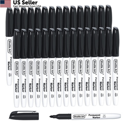 Shuttle Art Permanent Markers, 30 Pack 1 Count (Pack of 30), 30 Black