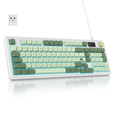Owpkeenthy 96% Wireless Matcha Green Keyboard with Number Pad Knob, 98 Keys S...