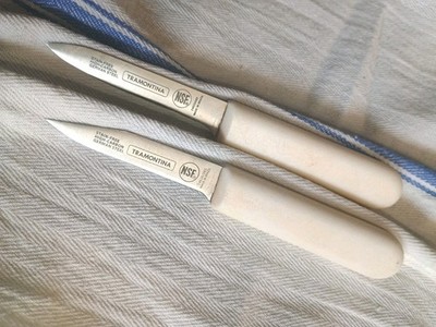 2 German Steel Paring Knives White Handle 24626 24625 NSF Brazil