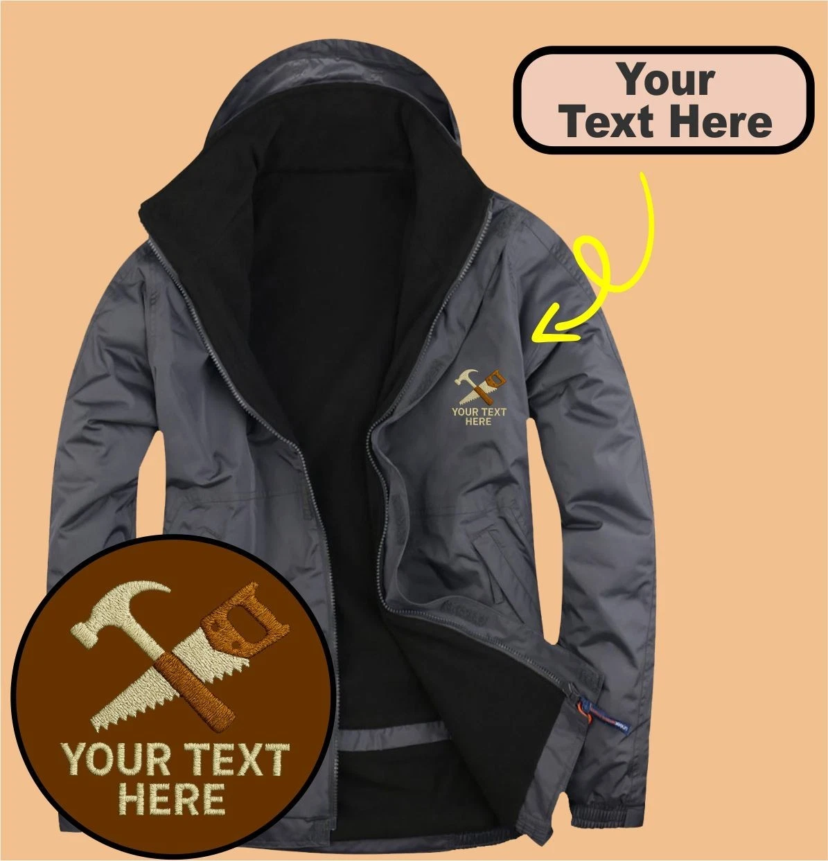 Personalised Embroidered Outdoor Jacket with Carpenter Logo, Unisex Jacket
Opens in a new window or 