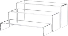 Yieach Large Clear Acrylic Risers Display Stands,3 Pcs Rectangular clear 