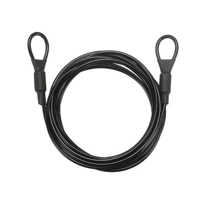 3/32'' Dia 6.6ft Security Cable Lock Vinyl Coated Steel with Double Loop Black