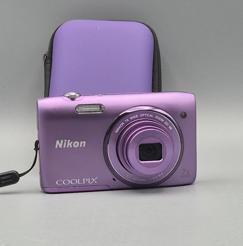 Nikon CoolPix S3500 20,1Mp Digital Compact Camera 7x Purple, Charger, SD, Great! - Photo 4/4
