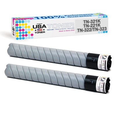 Compatible Toner for Konica Minolta TN221K, Bizhub C227, C287, C367 (Black, 2pk)