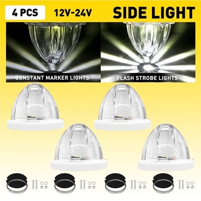 4X White LED Watermelon Light Side Marker Clearance Truck Trailer Turn Signal EE