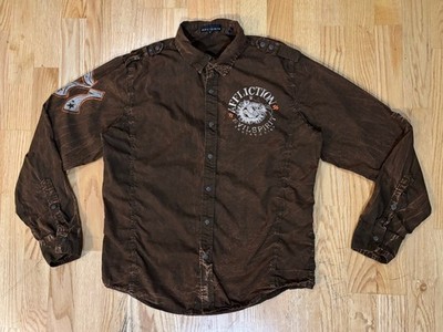 Affliction Black Premium Evil Spirit Engineering Button Up Shirt Men s Large 