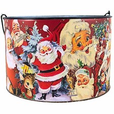 Primitives By Kathy Retro Santa Decorative Bucket Sturdy Vintage
