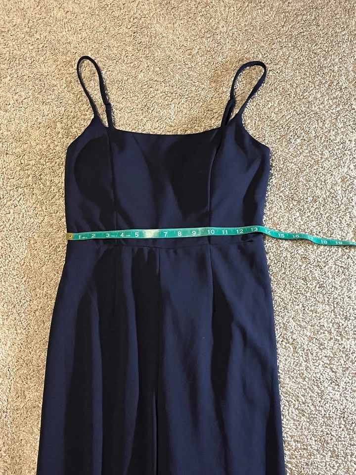Trixxi Navy Blue Wide Leg Jumpsuit Women’s Size M Spaghetti Strap Open Back — 第 4/4 张图片
