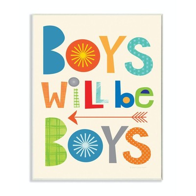 Will Be Boys Multi-Color with Arrow Wall Plaque, 13x19, Design by Artist Elle...