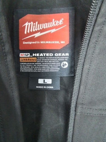 Milwaukee M100B-21L Mens Large M12 12V Li-Ion Tough Shell Black Heated Jacket OB - Picture 6 of 8