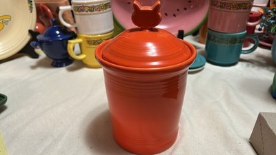 Fiestaware Cat Treat Canister In Poppy. New In Box With Tags.