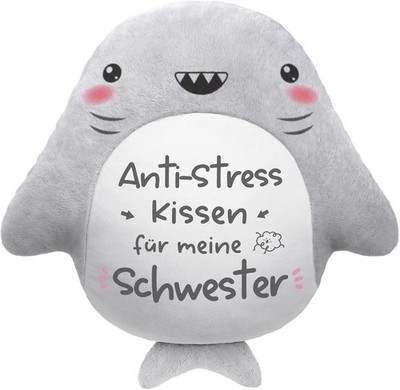 Lustiges Schwester Geschenk Kissen   Süßes Haifisch Kuschelkissen für Geschen...