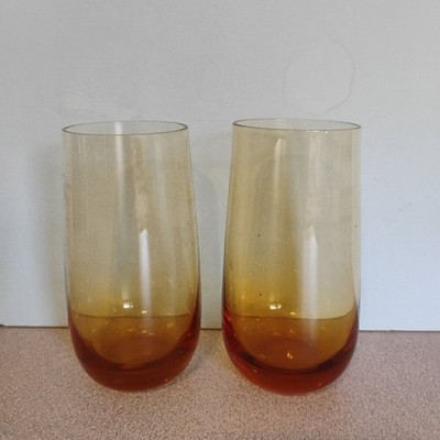 Anchor Hocking MCM Roly Poly Tumbler, Amber, set of 2